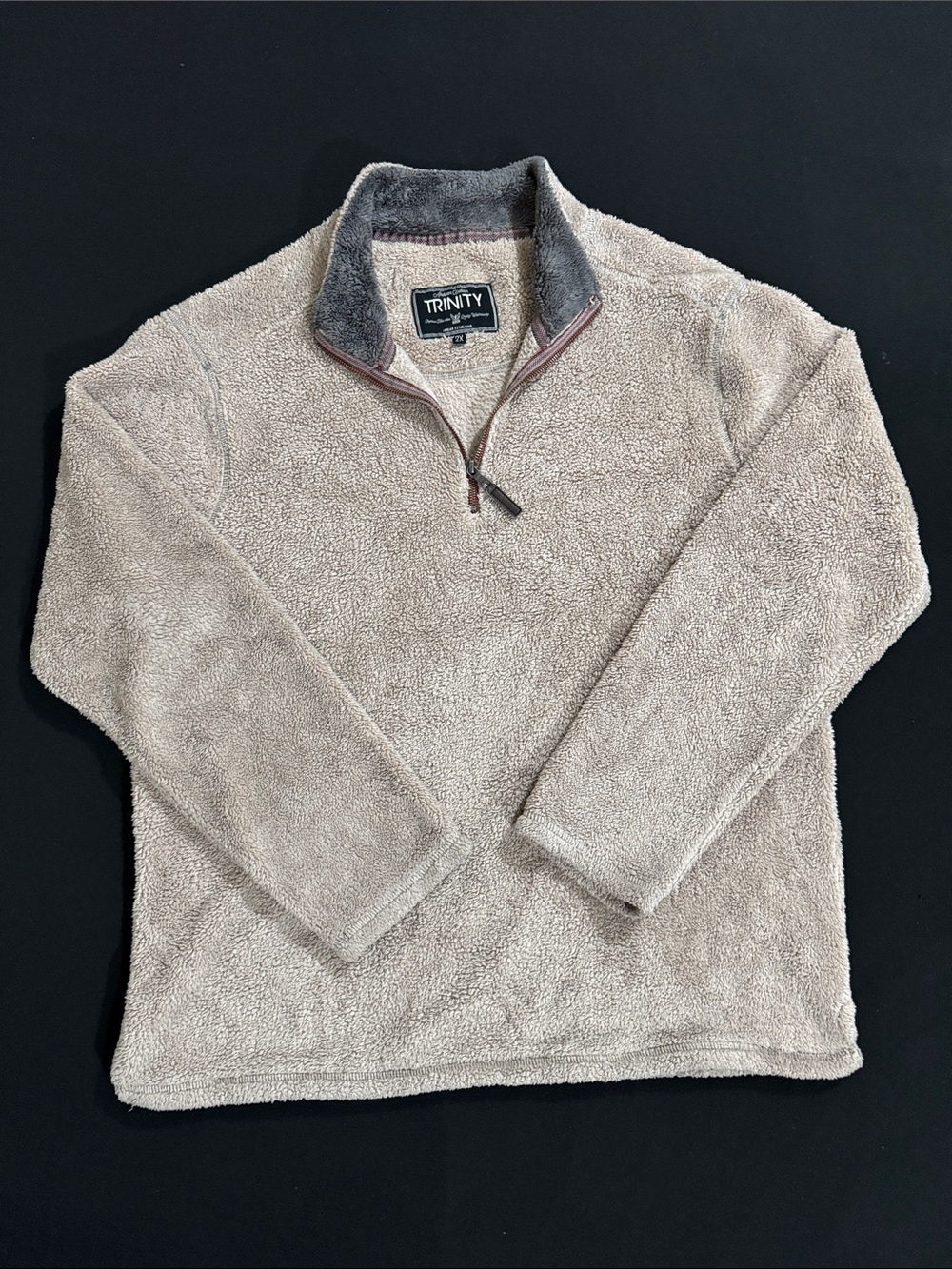 Men’s Half-Zip Sherpa Pullover - Light Taupe